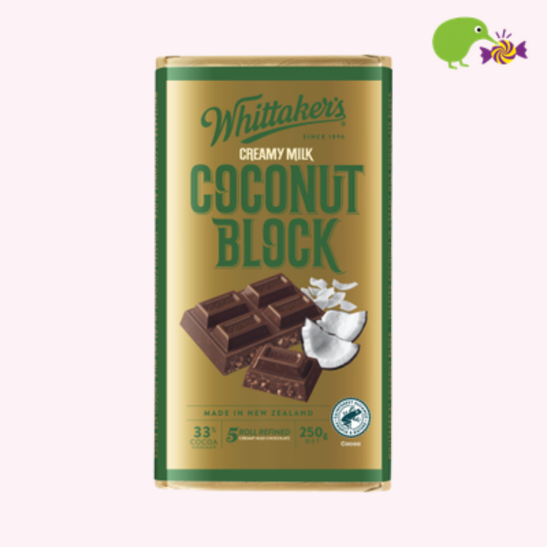 Whittaker's Coconut Block 33% Cocoa Milk Chocolate Block