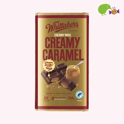 Whittaker's Creamy Caramel 33% Cocoa Milk Chocolate Block – Kiwi Kandy NZ
