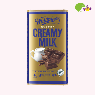Whittaker's Creamy Milk 33% Cocoa Milk Chocolate Block – Kiwi Kandy NZ