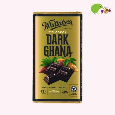 Whittaker's Dark Ghana 72% Cocoa Dark Chocolate Block – Kiwi Kandy NZ