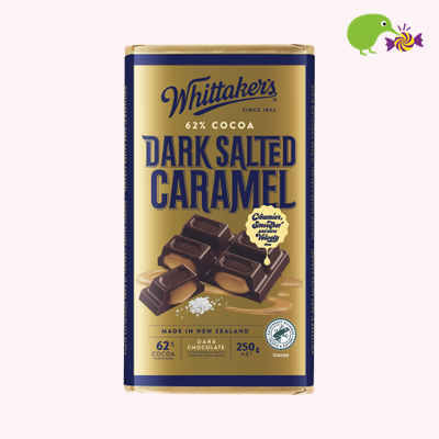 Whittaker's Dark Salted Caramel 62% Cocoa Dark Chocolate Block – Kiwi Kandy NZ