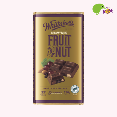 Whittaker's Fruit And Nut 33% Cocoa Milk Chocolate Block – Kiwi Kandy NZ