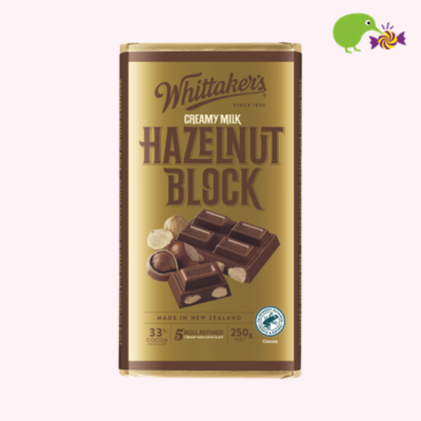 Whittaker's Hazelnut Block 33% Cocoa Milk Chocolate Block