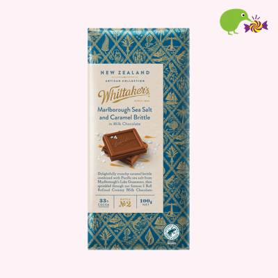Whittaker's Marlborough Sea Salt & Caramel Brittle Chocolate Block – Kiwi Kandy NZ
