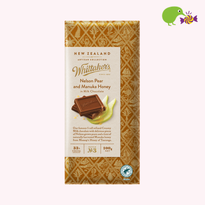Whittaker's Nelson Pear & Manuka Honey Chocolate Block – Kiwi Kandy NZ