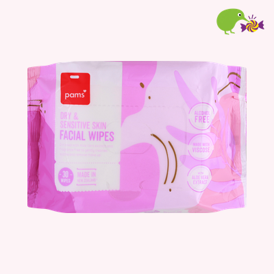 Pams Dry & Sensitive Skin Facial Wipes