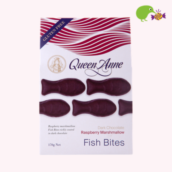 Queen Anne Raspberry Marshmallow Dark Chocolate Fish Bites