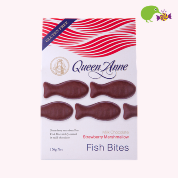 Queen Anne Strawberry Marshmallow Milk Chocolate Fish Bites